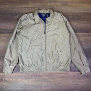 Chaps Ralph Lauren Beige Harrington Jacket Men's XL Tan Full Zip Lined Coat